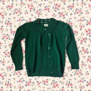 It's A Joy Vintage Dark Green Cardigan